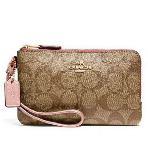 NWT Coach F87591 Double Corner Zip Wallet
Wristlet Canvas Light Khaki Primrose - Picture 7 of 7